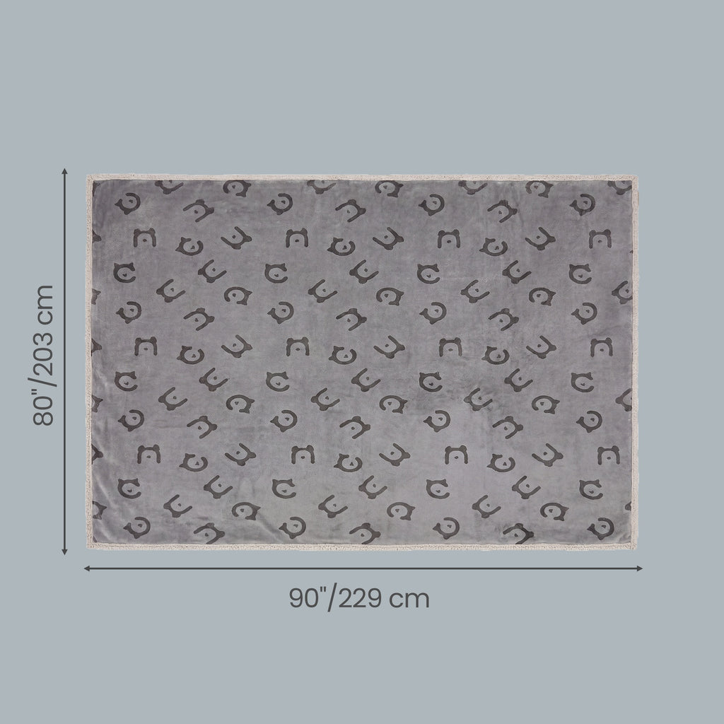 Ochama Couverture imperméable pour chien, 229 x 203 cm, couverture en polaire Sherpa pour animaux, lavable en machine, protège-canapé pour chien réversible, gris