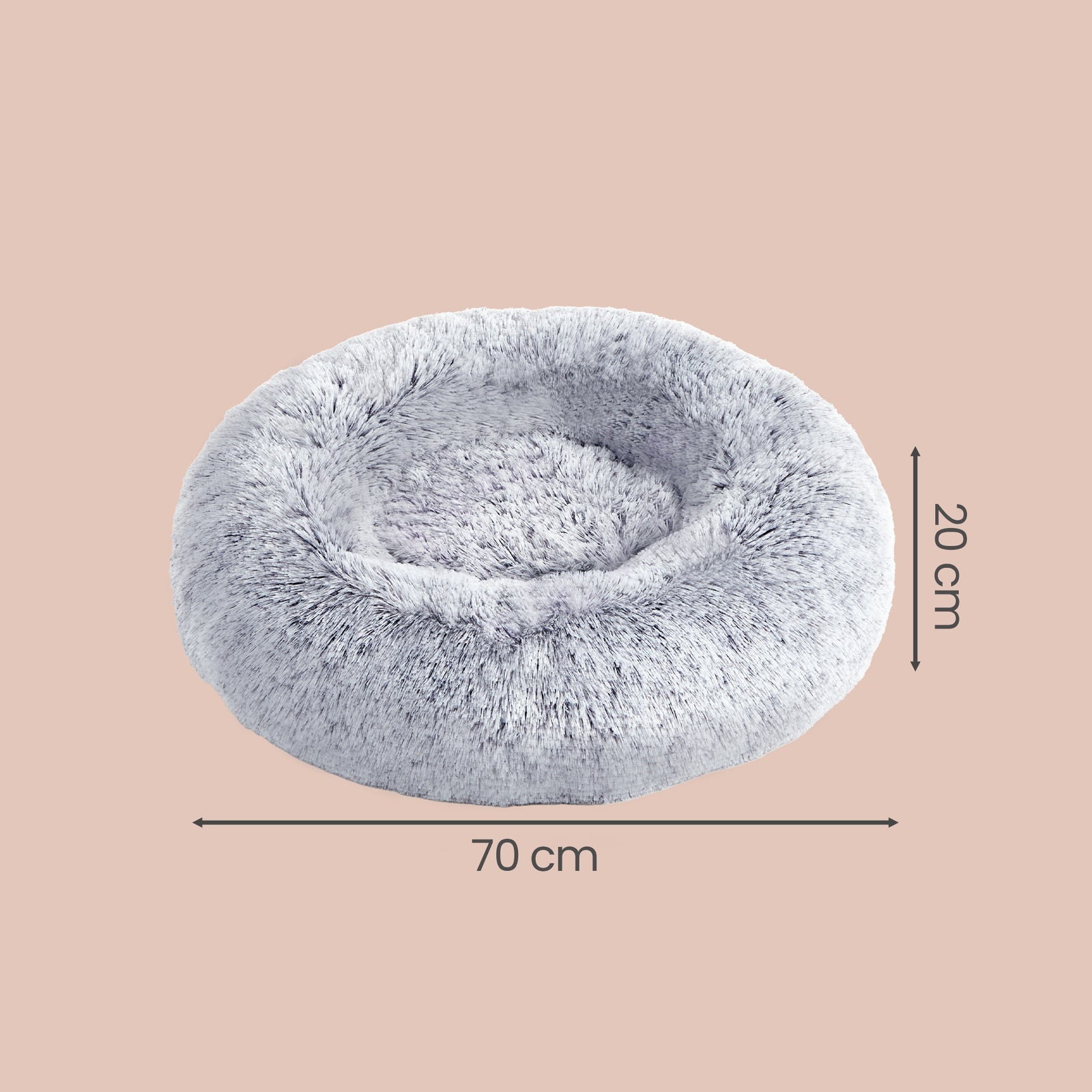 JOYFURNOS Lit pour cage de chien en forme de donut doux et apaisant avec housse amovible et lavable, Gris foncé, 70 x 20 cm