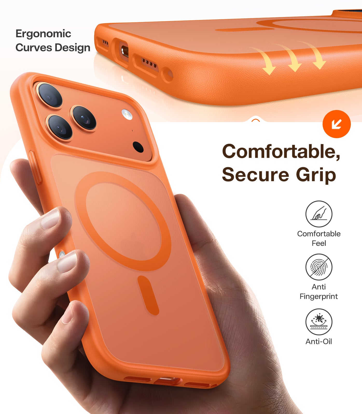 TORRAS Coque pour iPhone 17 Pro Max - Série Guardian-Magnetic - Orange