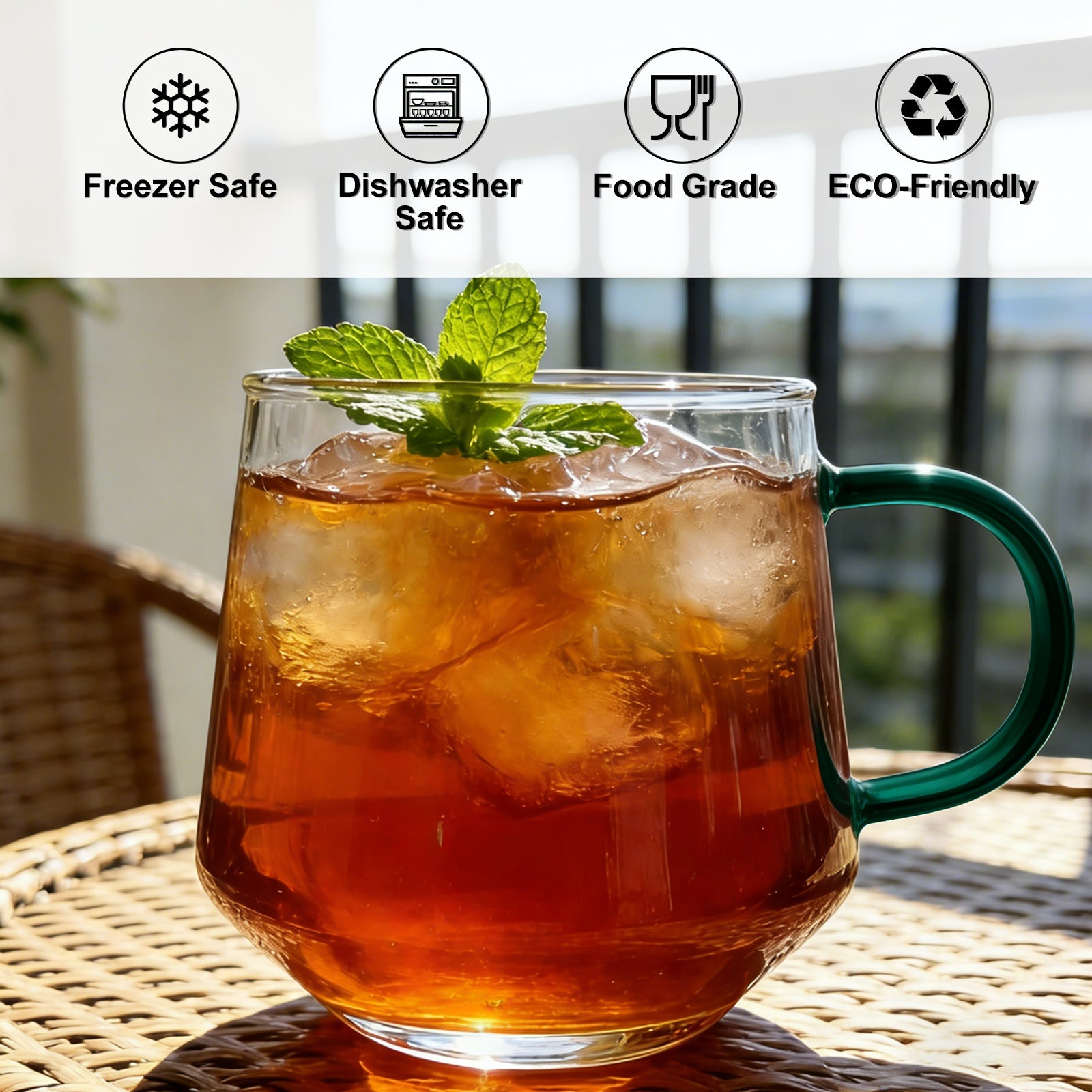 Ju7cer Tasse verte Tasse en verre Verres à thé Verres à boire Verre à café 280 ml 1 pc