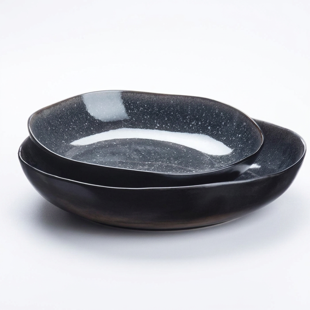 Björn IRIS ensemble de bols à fruits - En céramique, 2 pièces, Bleu nuit - Ø27,5 cm et Ø32,5 cm