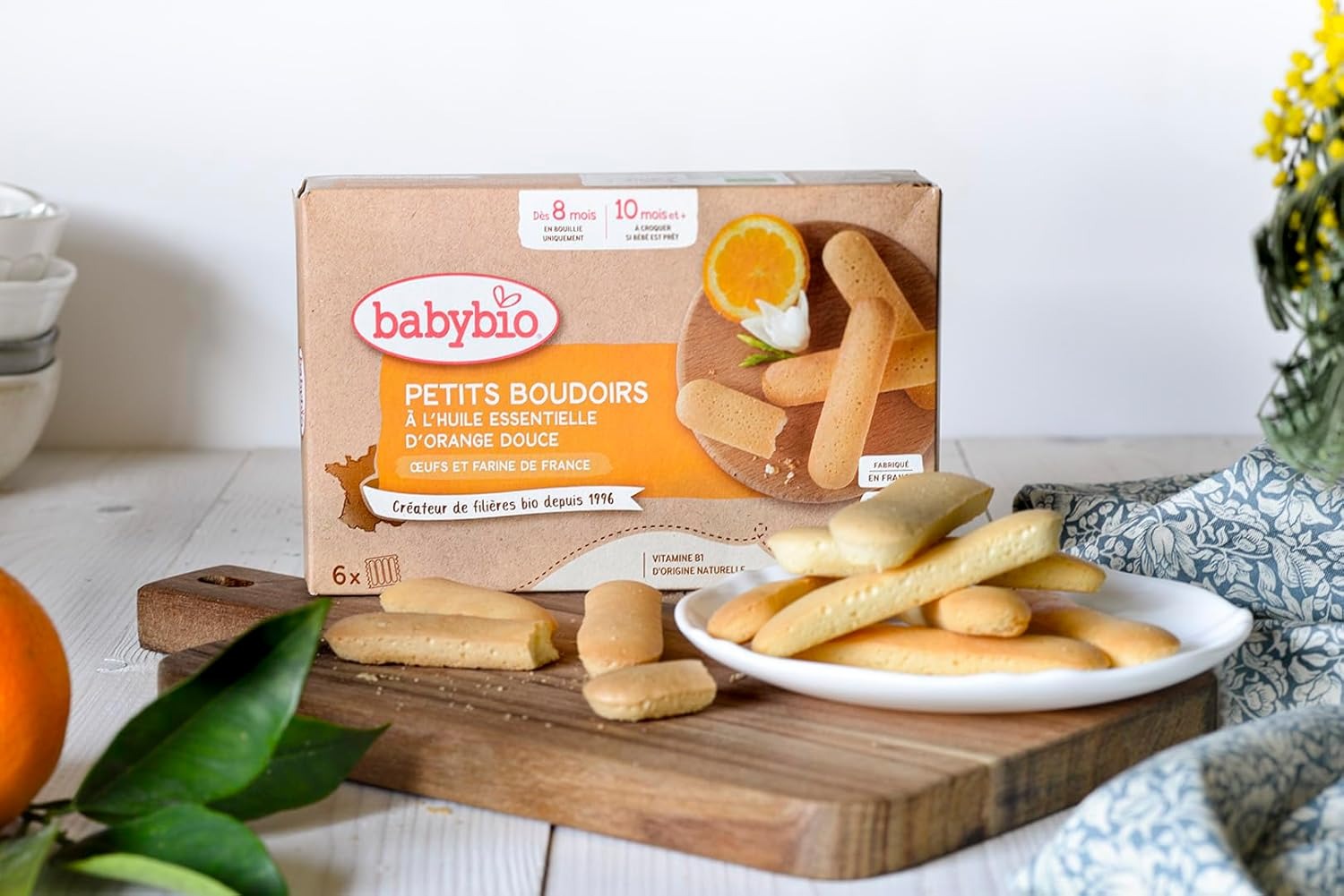 BABYBIO Biscuits Bébé Bio Saveur Orange Boudoir Dès 8 Mois 120 g