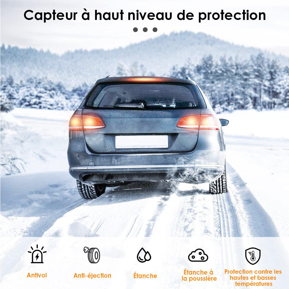 Tymate Système de surveillance de la pression des pneus pour camping-car, Moniteur solaire de pression des pneus avec 4 capteurs, 0 à 87 PSI, 6 modes d’alarme, Répéteur