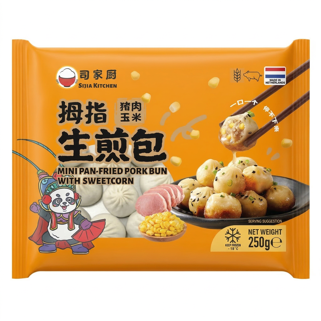 Sijia Kitchen Mini brioches vapeur saveur porc et maïs doux surgelées - 250 g