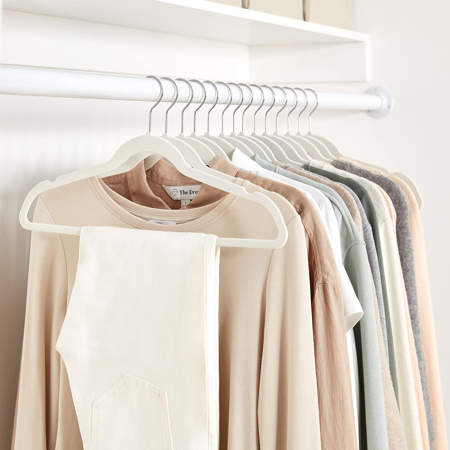 ANQI Lot de 30 cintres en velours antidérapants - Ivoire/beige