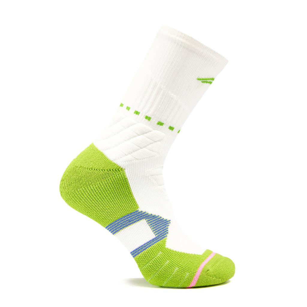 LI-NING Chaussettes mi-longues de basket-ball résistantes, confortables et respirantes blanc/rose vif/vert prairie fluo XL