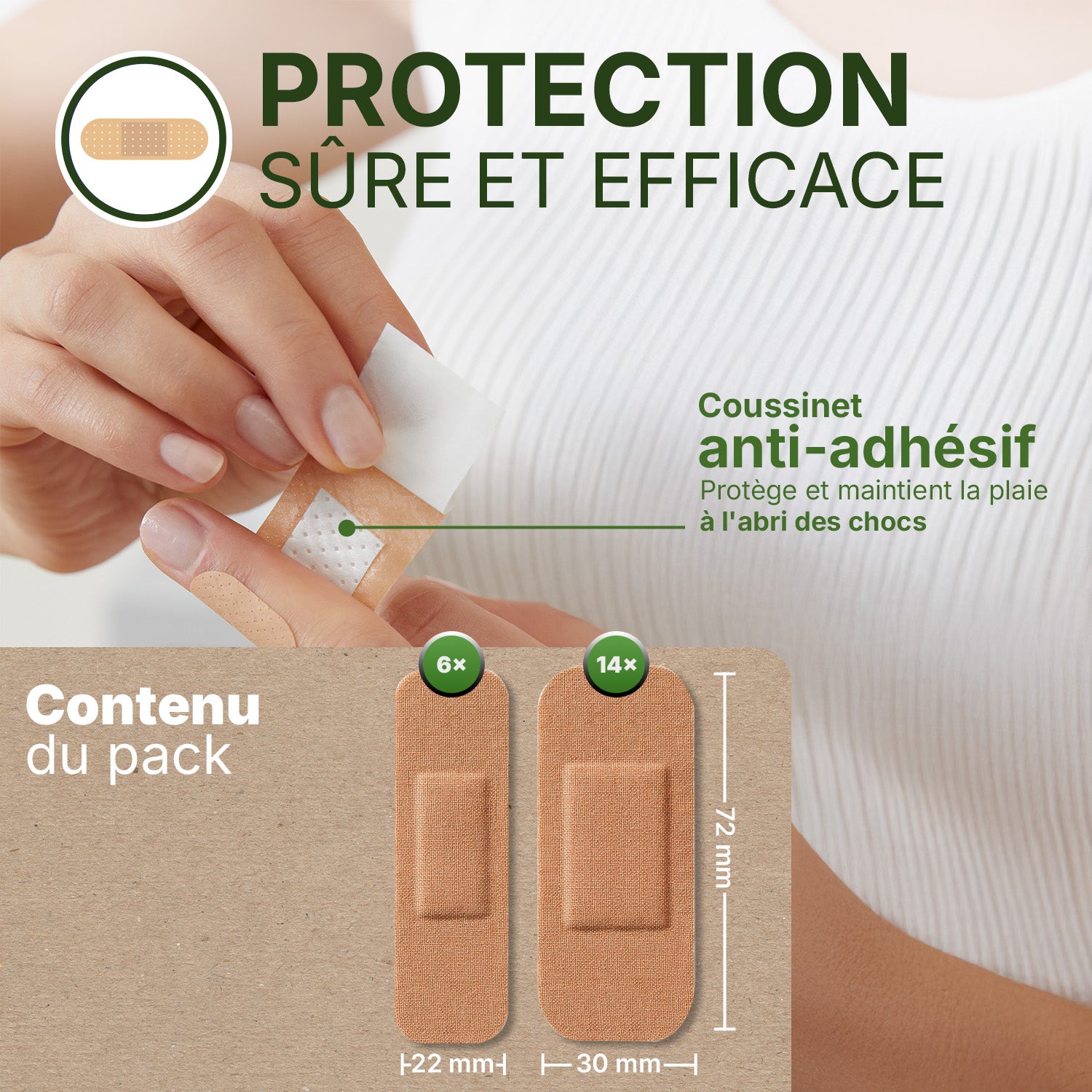 Hansaplast Pansements Plaies Green & Protect x20 2 Tailles
