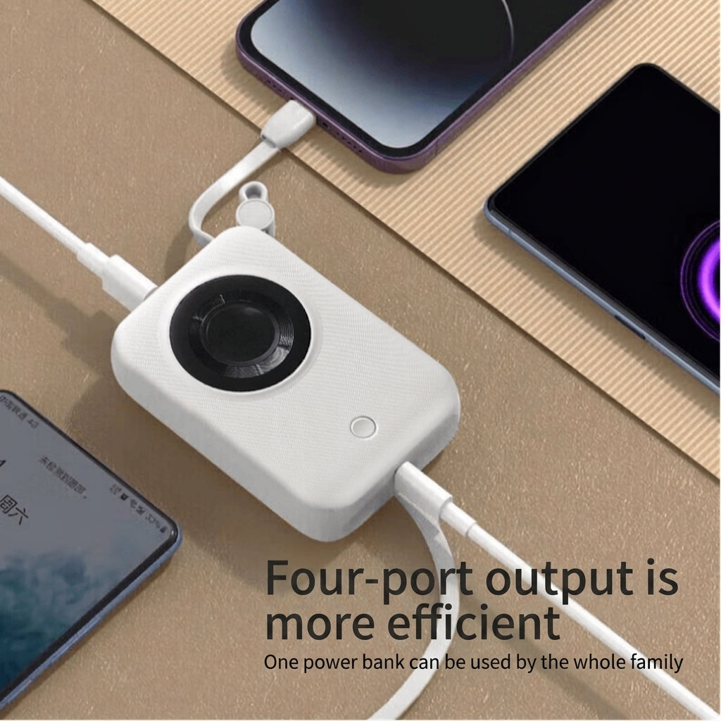 ochama Batterie Externe 10.000mAh, Charge Rapide 22,5W avec Double Câbles Intégrés, Affichage LED, Chargeur Portable Compact, Lightning/USB-C/USB-A, Compatible avec Apple
