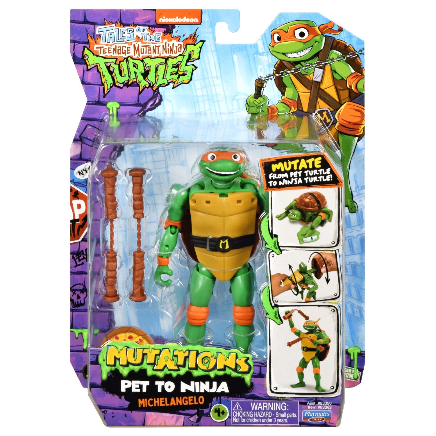TORTUES NINJA Tortues Ninja, 1 Figurine Deluxe 15 cm, Se transforme en tortue, Modèle Michelangelo, pour les enfants à partir de 4 ans, TU8383