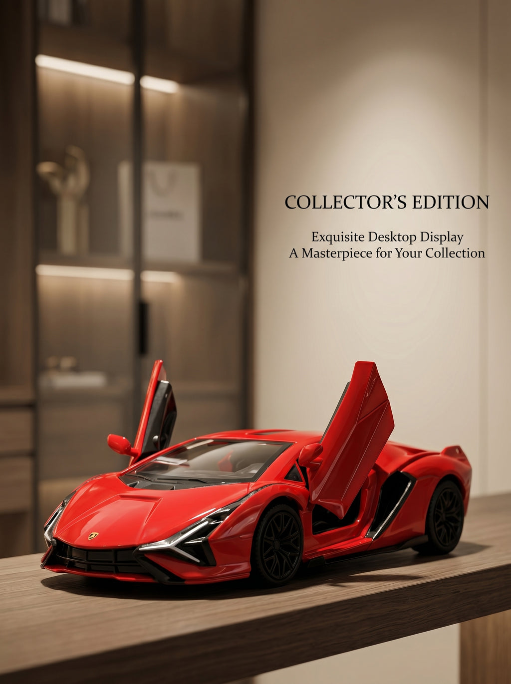 Voiture miniature Lamborghini Lightning Red 1:36, Portes ouvrantes, Action à recul, Jouet en fonte d'alliage métallique durable pour adolescents et adultes