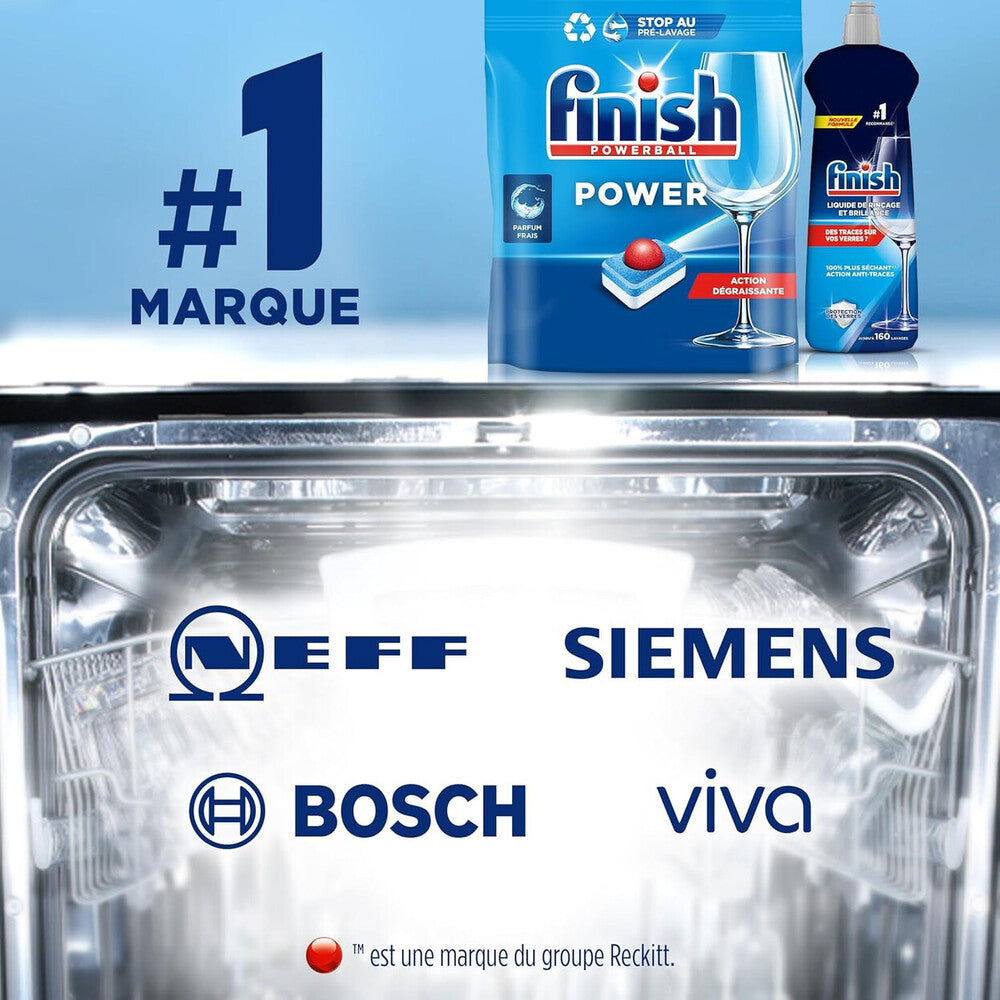 Finish Power All-in-1 Tablettes Lave-vaisselle, Sans Parfum, 4 x 100 Tablettes (= 400 Tablettes)