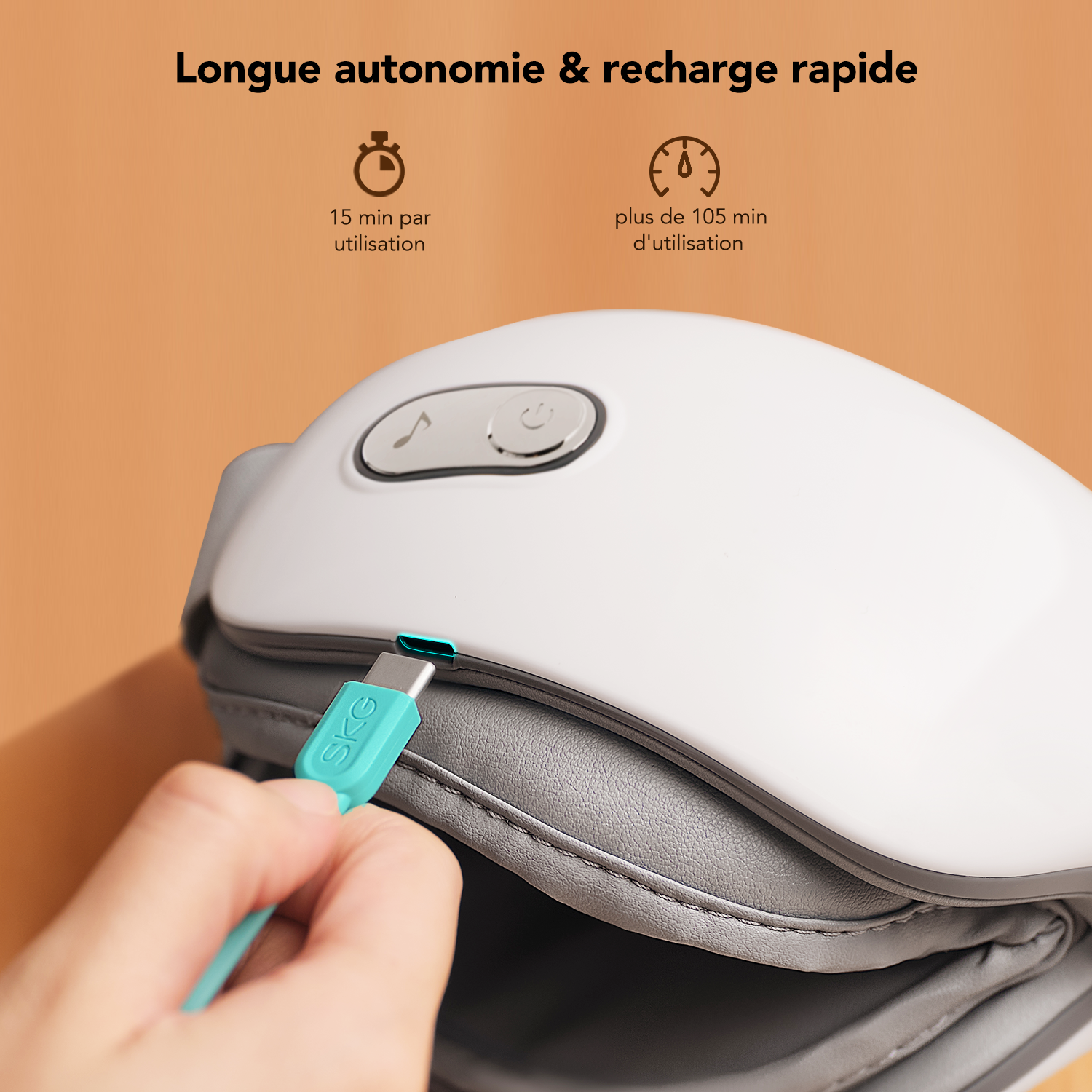 SKG ES500 Appareil de massage pour les yeux Faible bruit et PU ultra doux et respectueux de la peau Soulager la fatigue oculaire Cadeau pour l'être aimé