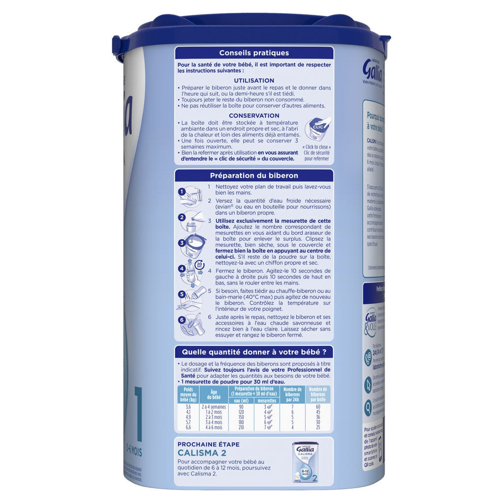 Laboratoire Gallia Calisma 1er Âge Lait en Poudre pour Nourrissons Dès la Naissance 830 g