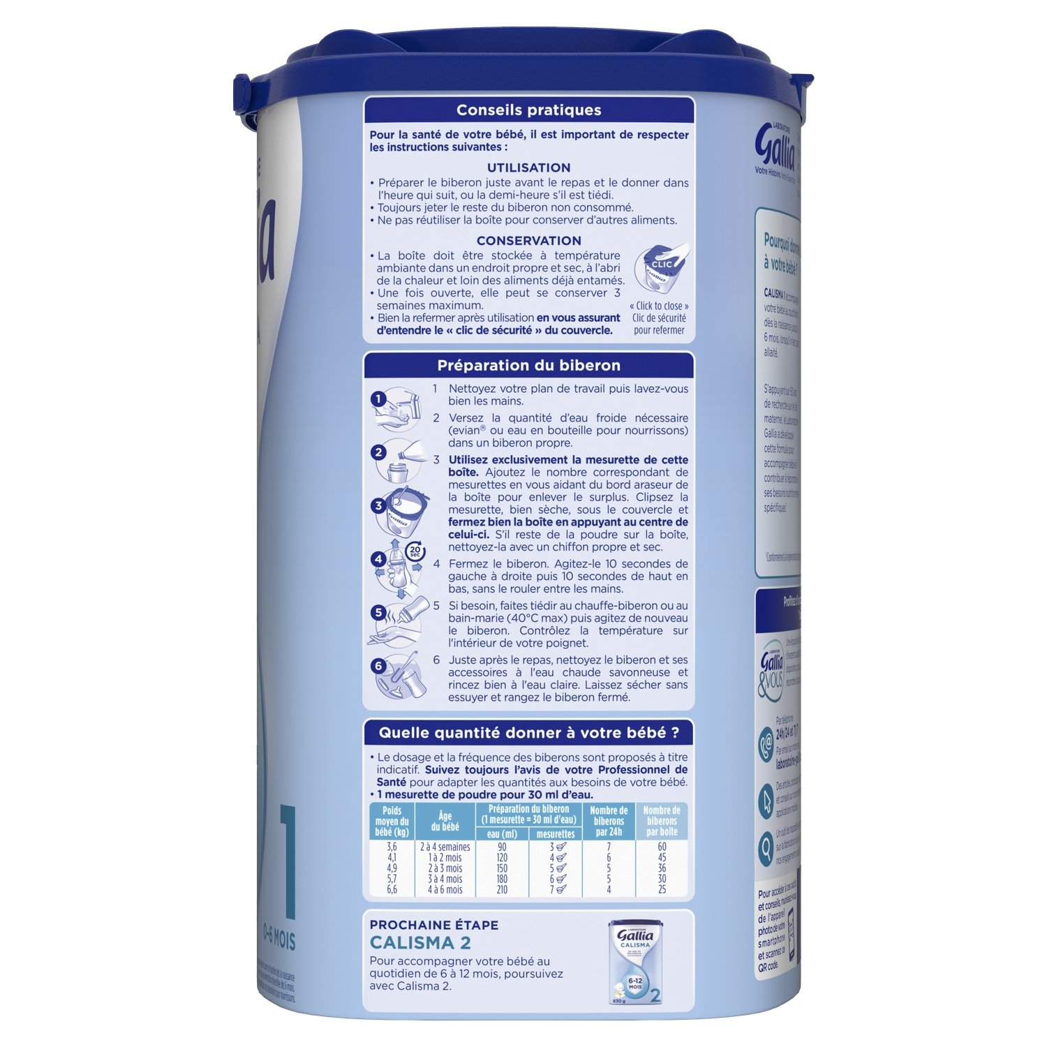 Laboratoire Gallia Calisma 1er Âge Lait en Poudre pour Nourrissons Dès la Naissance 830 g