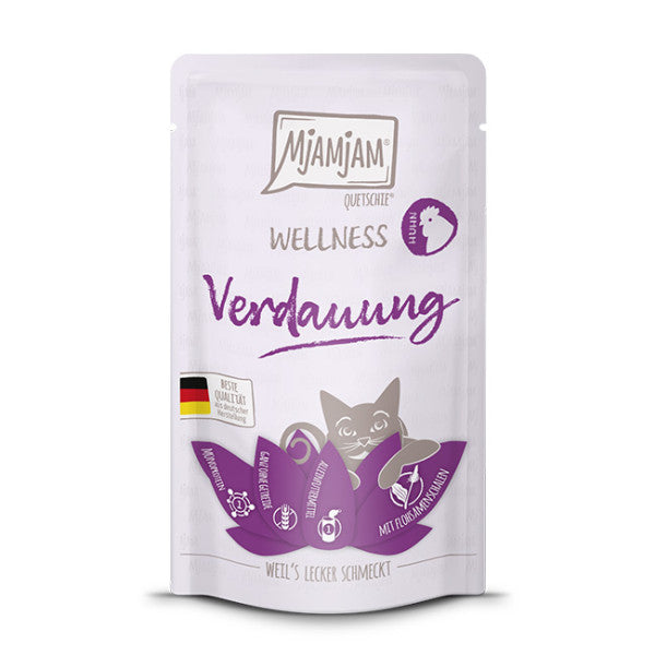 MjAMJAM Nourriture humide pour chat poulet soutien digestif bien-être 125 g