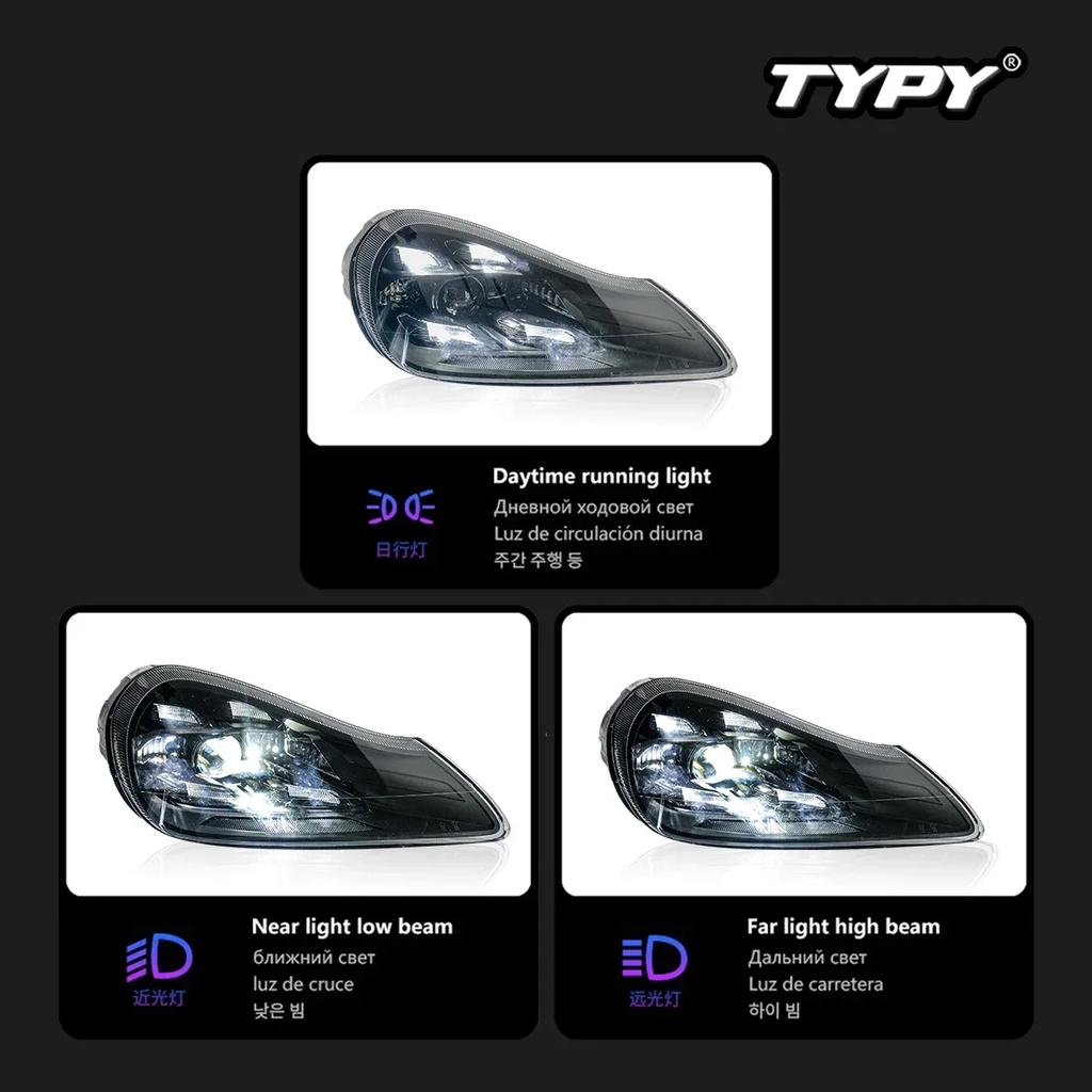 TYPY Phares avant LED matrice pour Porsche Cayenne 957 (2007-2010), feux de croisement, feux de jour (DRL), accessoires auto, installation Plug & Play
