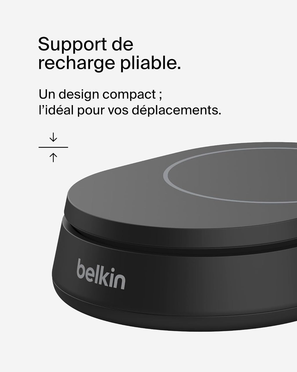 Belkin BoostCharge Pro Chargeur Sans Fil Magnétique et Pliable, Chargeur Magnétique Qi2 15W, Chargeur à Induction Compatible MagSafe pour iPhone 16/15/14, AirPods, Adaptateur Secteur 20W Inclus - Noir