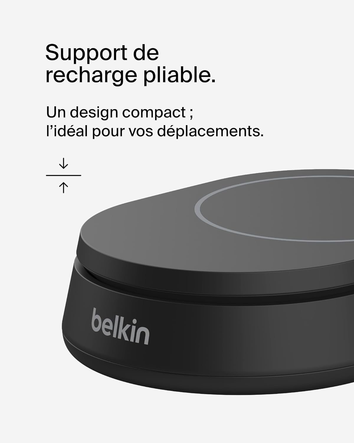 Belkin BoostCharge Pro Chargeur Sans Fil Magnétique et Pliable, Chargeur Magnétique Qi2 15W, Chargeur à Induction Compatible MagSafe pour iPhone 16/15/14, AirPods, Adaptateur Secteur 20W Inclus - Noir