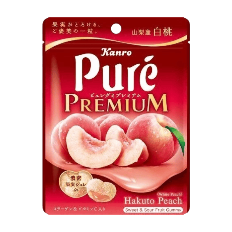 Bonbons Gélifiés Premium à la Pêche Kanro Pure 54 g