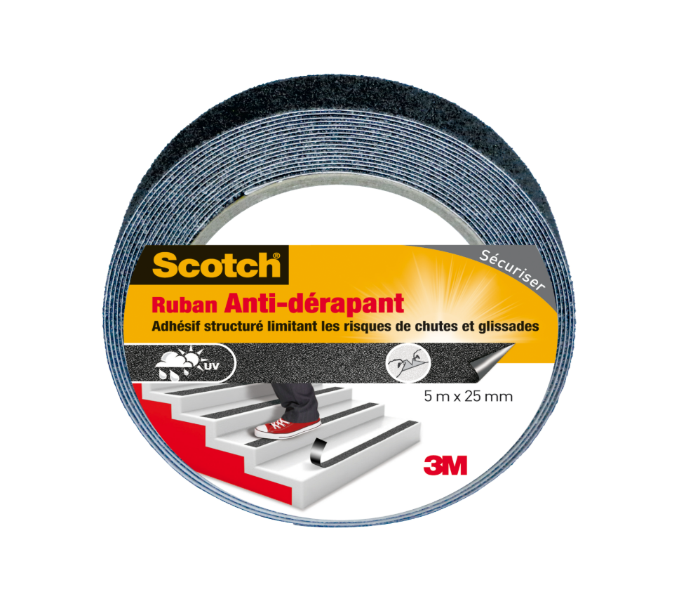 Scotch® Ruban Anti Dérapant Noir 5m x 25mm