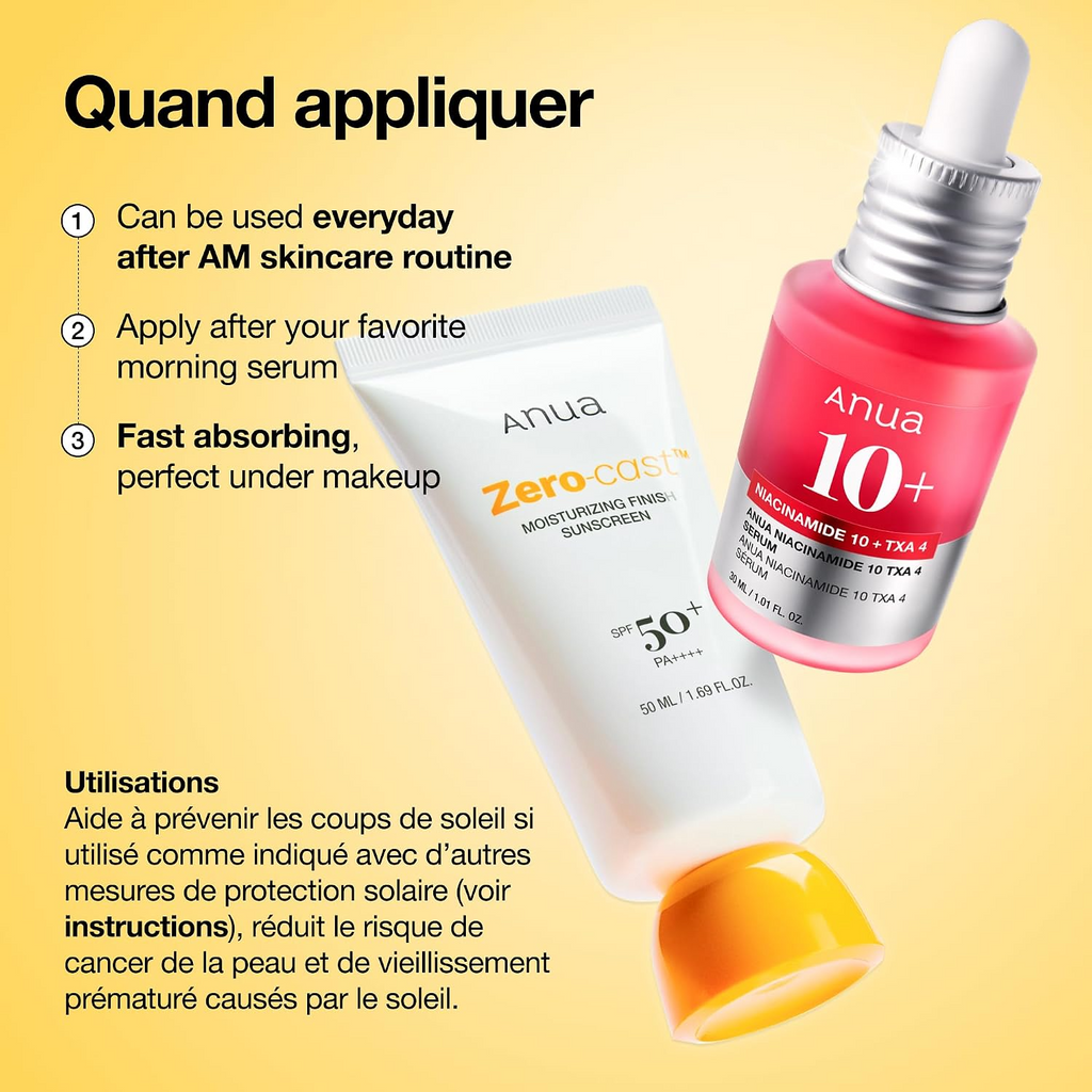 Anua Crème Solaire Fini Hydratant Zéro Effet Cire 50 ml