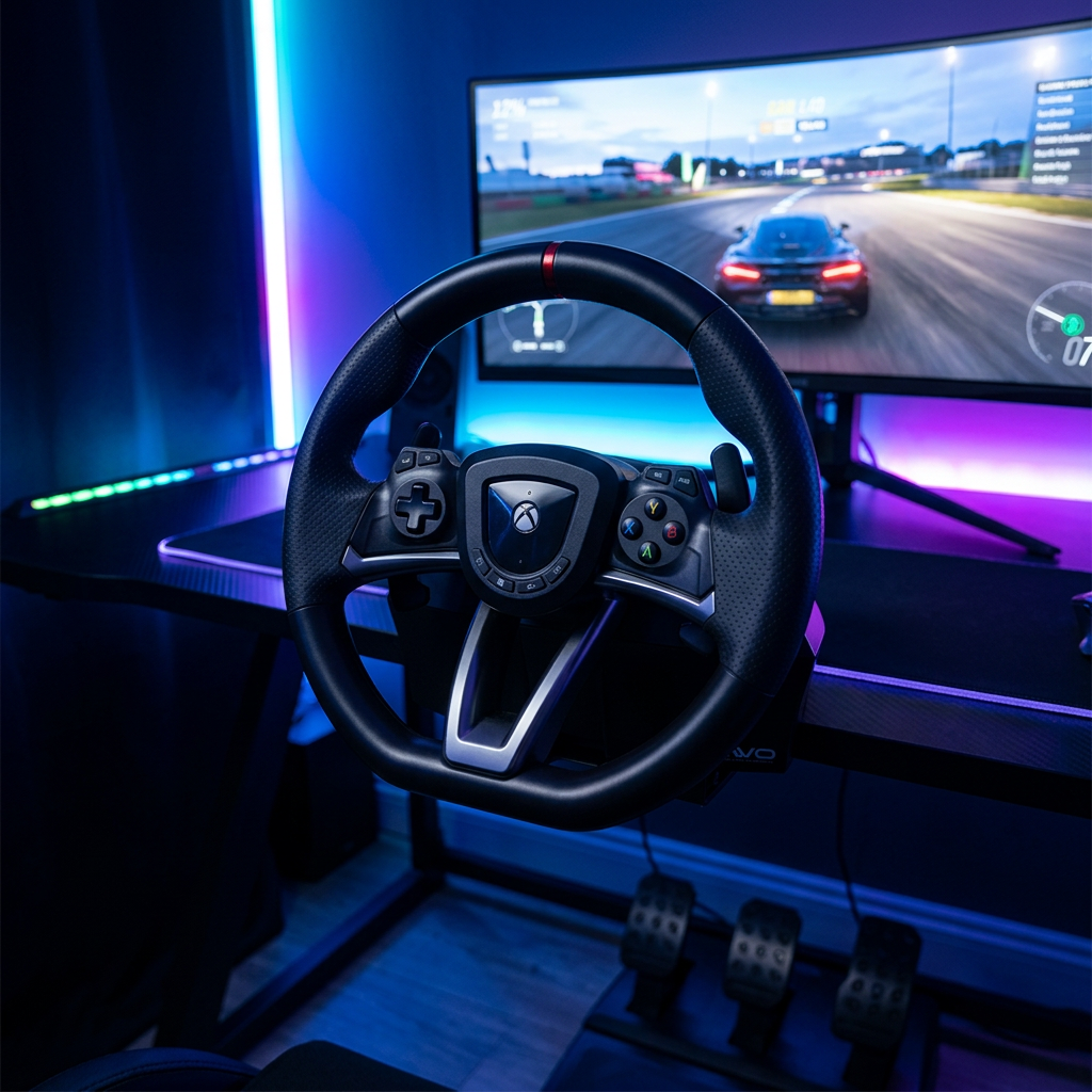 Hori Overdrive Volant de Course PC/Xbox Series X|S/Xbox One Sous Licence Officielle Avec Pédales Direction à 270 Degrés Noir