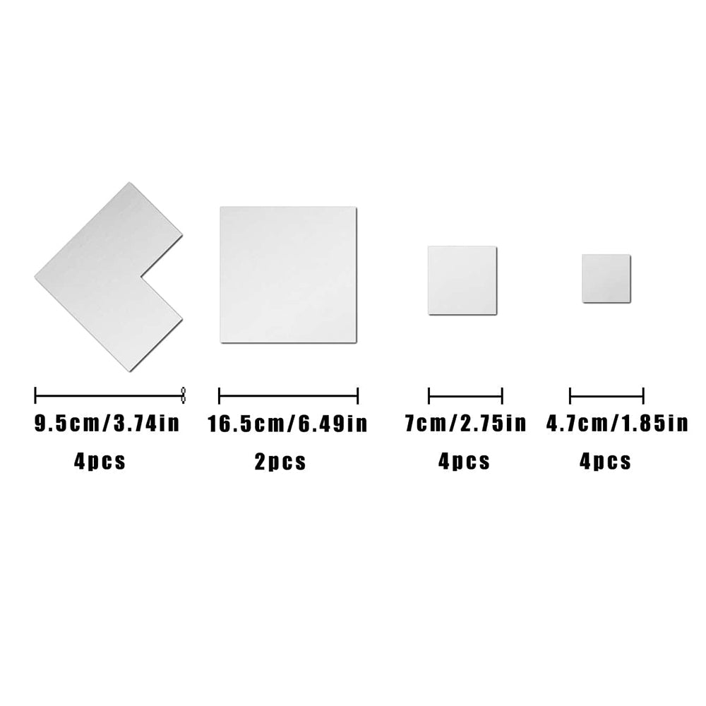 WhereHike Lot de 16 autocollants miroir en PVC, Autocollants miroir losanges emboîtables, Miroirs argentés multi-pièces