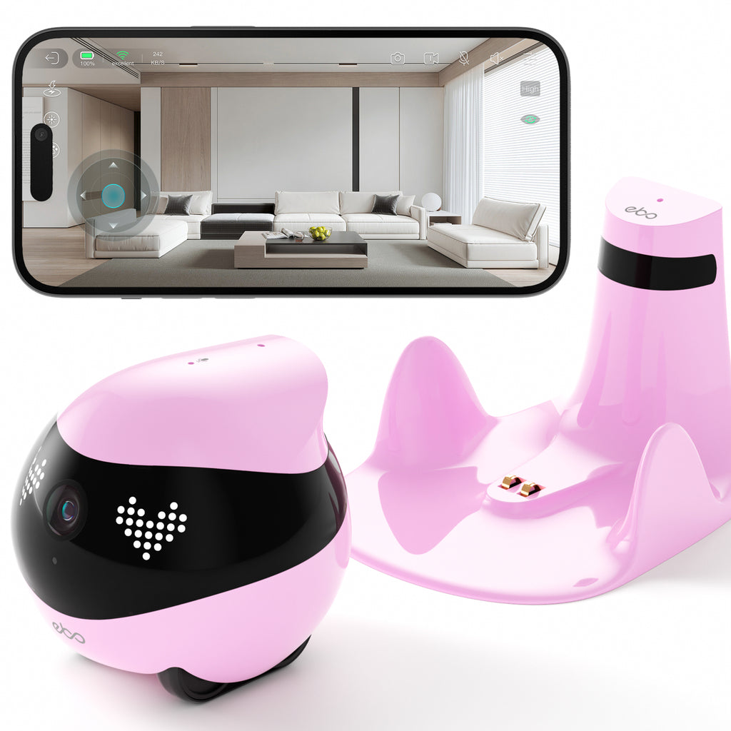 Enabot EBO Air 2 Robot compagnon avec surveillance en temps réel intelligente et interaction à distance avec les animaux - Rose