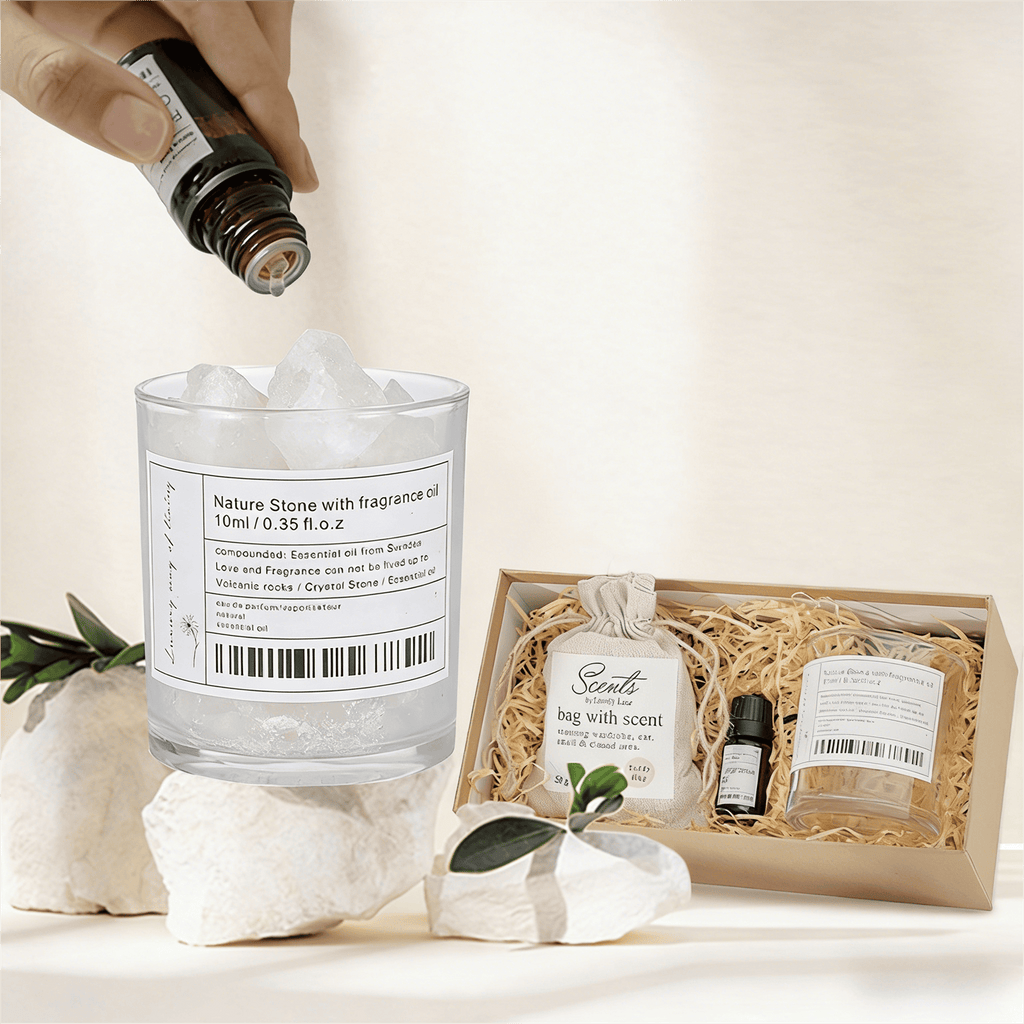 Zooly Coffret cadeau avec diffuseur de parfum en cristal blanc, White Tea Serenity - 380 g