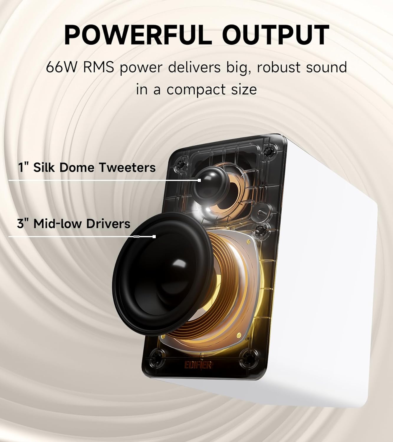 EDIFIER M60 Enceinte multimédia Bluetooth 5,3, 66 W RMS, audio haute résolution et audio sans fil haute résolution, LDAC