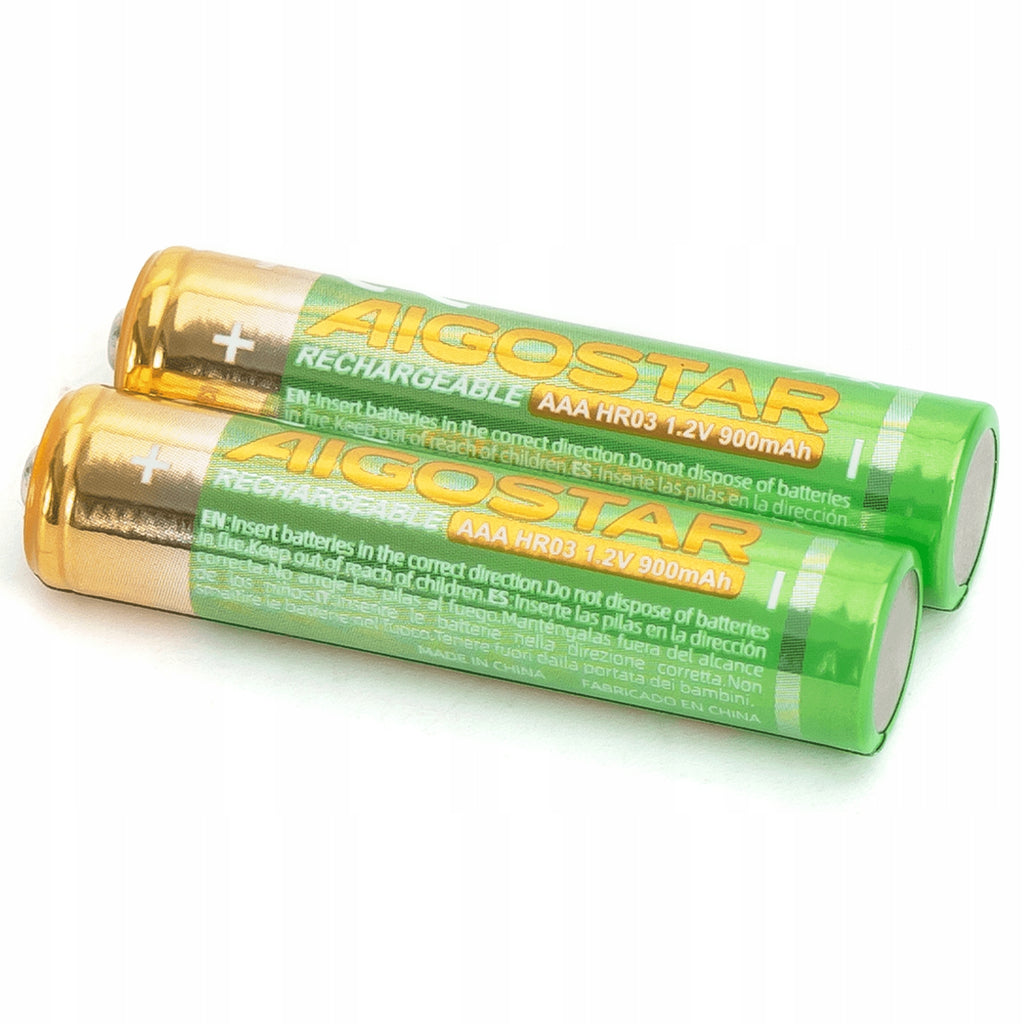 Aigostar Lot de 2 piles rechargeables AAA 900 mAh 1,2 V