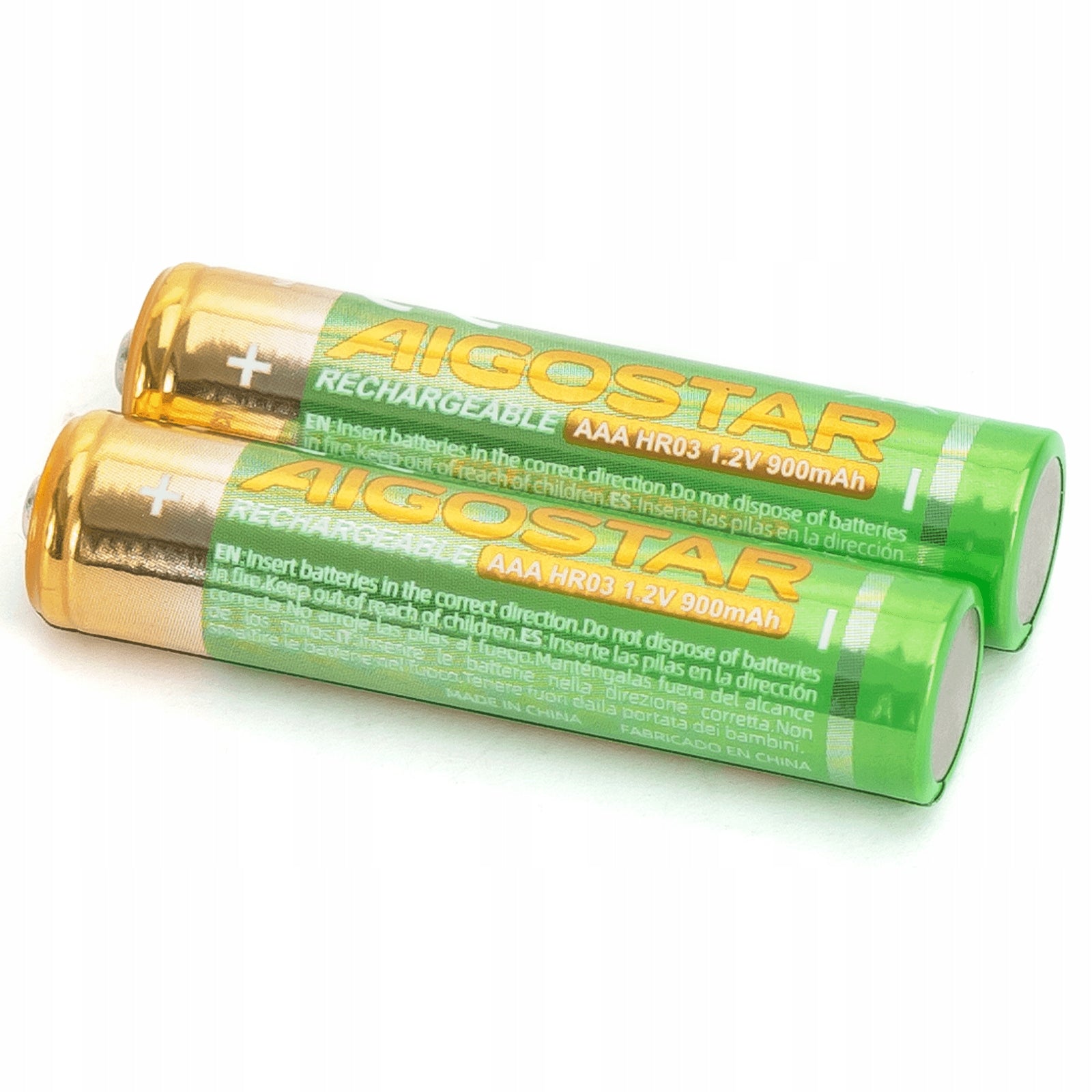 Aigostar Lot de 2 piles rechargeables AAA 900 mAh 1,2 V