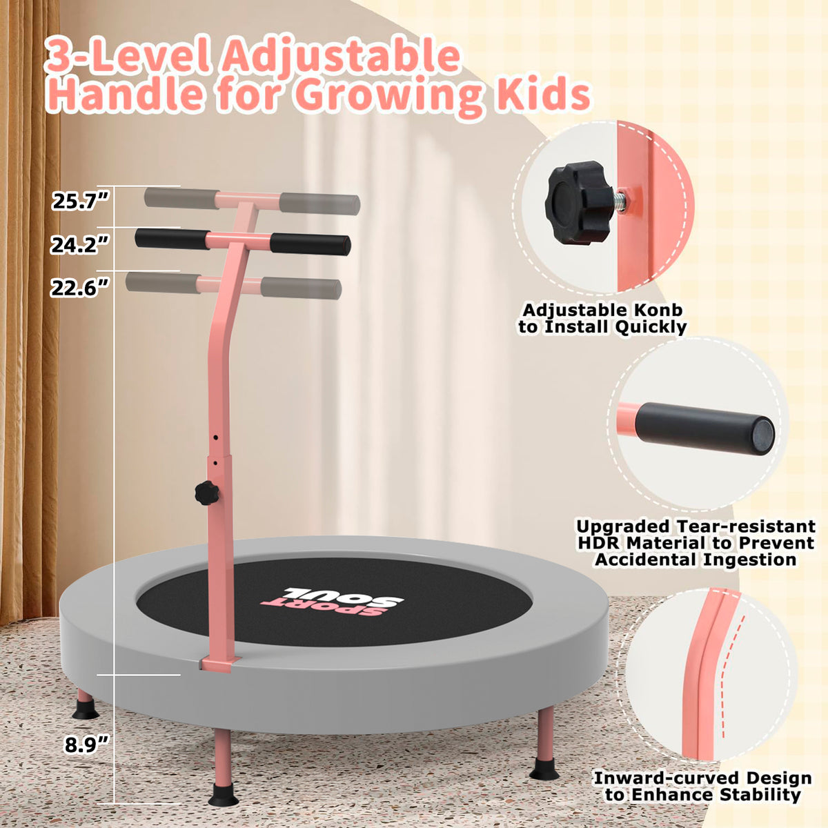 SPORTSOUL Mini trampoline pour enfants