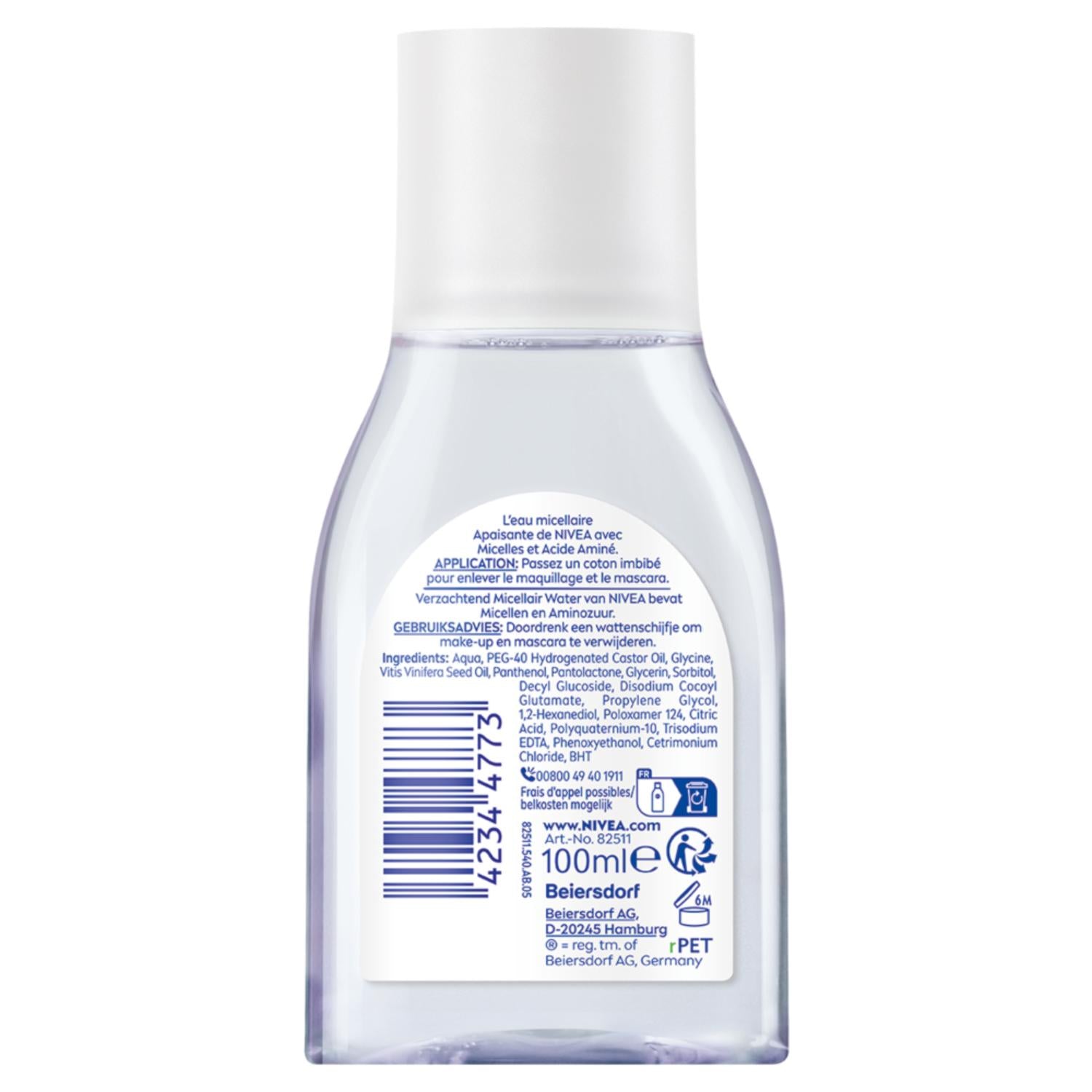 NIVEA Eau Micellaire Démaquillante Apaisante Peaux Sensibles Petit format 100 ml
