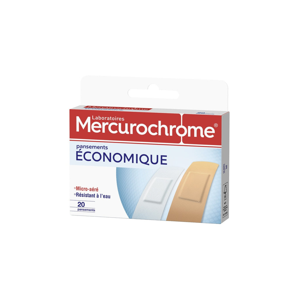 MERCUROCHROME Pansements Protection Optimale Résistant à l'Eau Micro-aéré X20