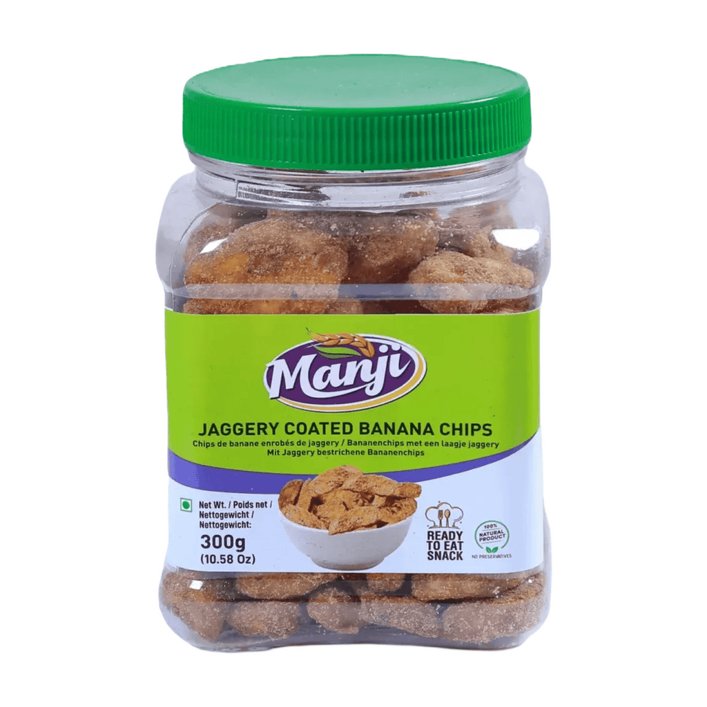 Manji Snacks Chips de Banane Enrobés de Jaggery 300 g