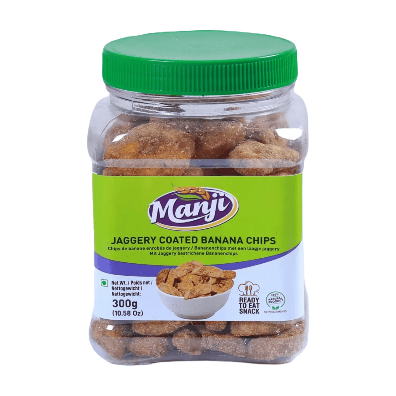 Manji Snacks Chips de Banane Enrobés de Jaggery 300 g