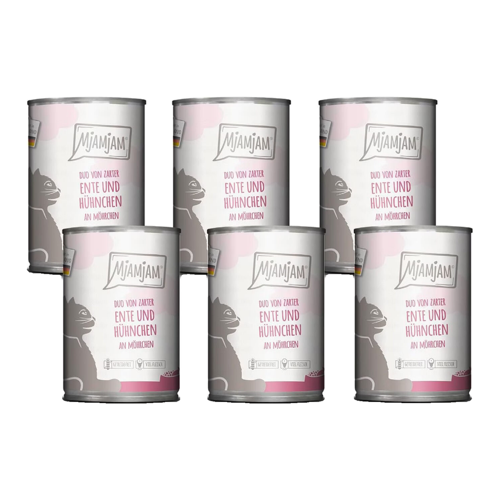 [Peut être servi frais pour l'été] MjAMjAM Duo de nourriture humide pour chat poulet canard carotte - 400 g x 6