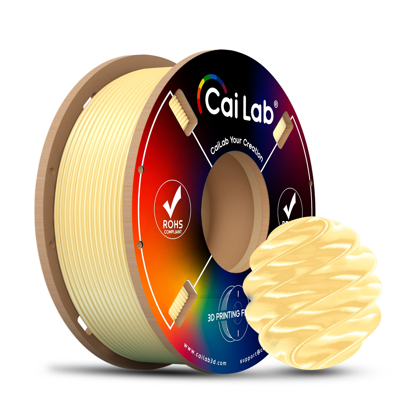 CAILAB Filament pour Imprimante 3D PLA Silk - Jaune crème