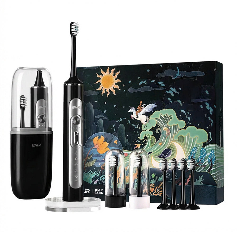 BAIR CARE G201 Brosse à dents électrique sonique - 180 jours d'autonomie, Rechargeable, 5 modes et 3 intensités, Minuteur intelligent 2 min, Étanche IPX7, Inclut un étui de voyage premium