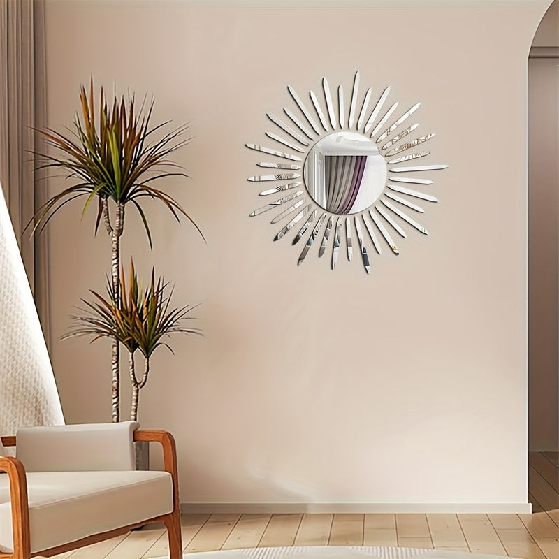 WhereHike Lot de 37 autocollants miroir en PVC Motif lever de soleil et lignes métalliques minimalistes Argent