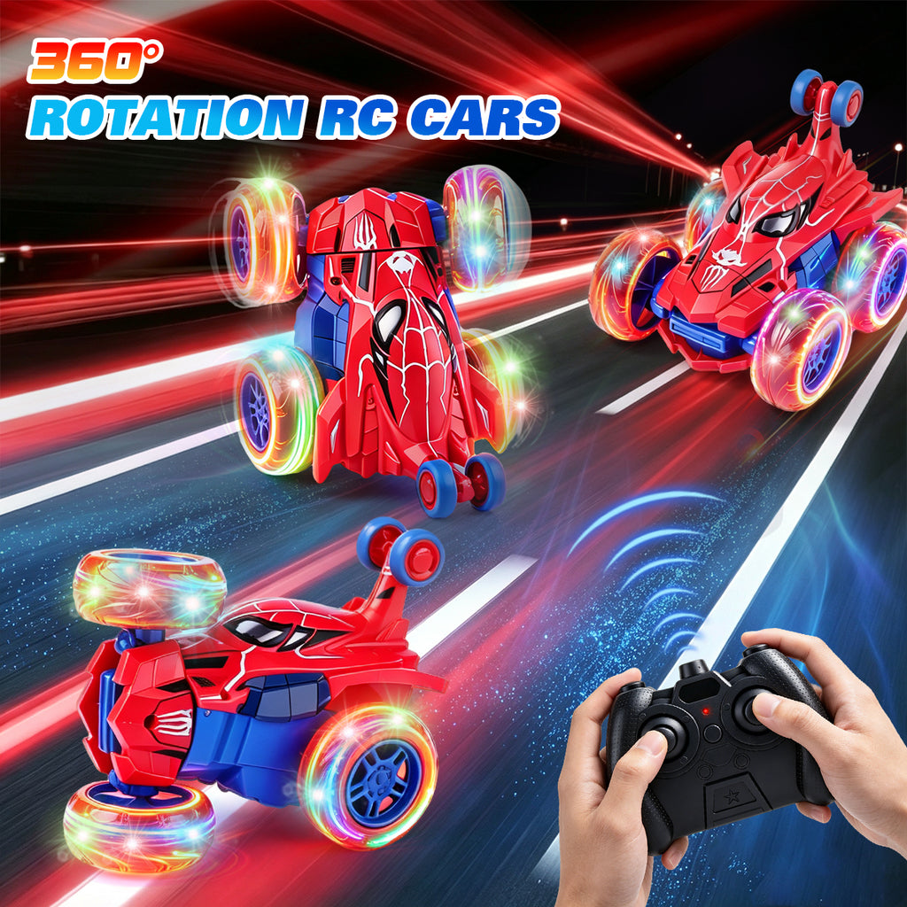 Jouet Voiture RC Spider, Voiture Télécommandée de Cascade 4WD Rechargeable Cool avec Des Loopings à 360° et Lumières Brillantes, Cadeau Jouet d'Extérieur Amusant pour Enfants de 4 à 12 Ans, Idéal pour Anniversaire ou Noël