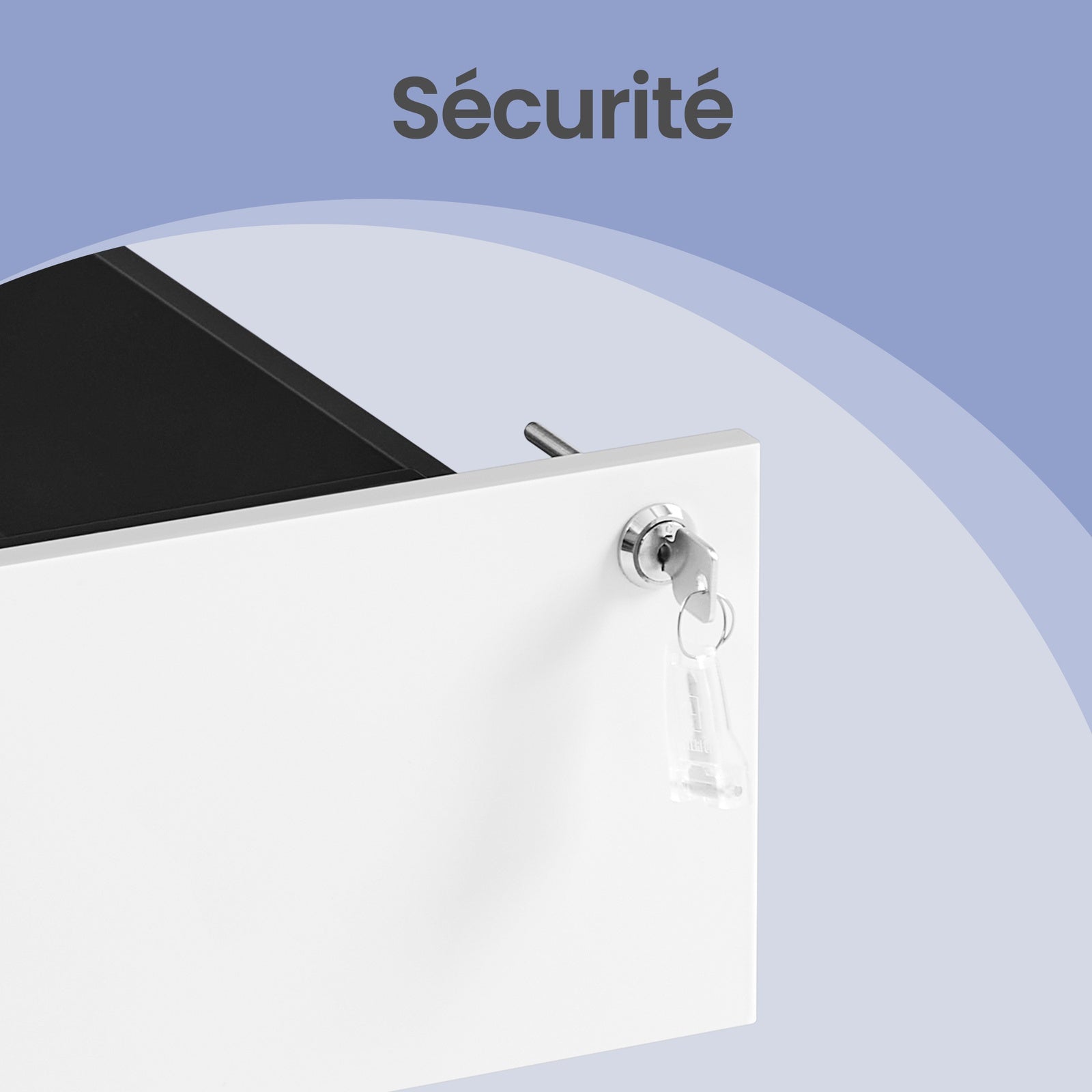 JOYFURNOS Armoire à dossiers mobile préassemblée blanc nuage – verrouillable, 4 tiroirs, rangement pour documents et fournitures