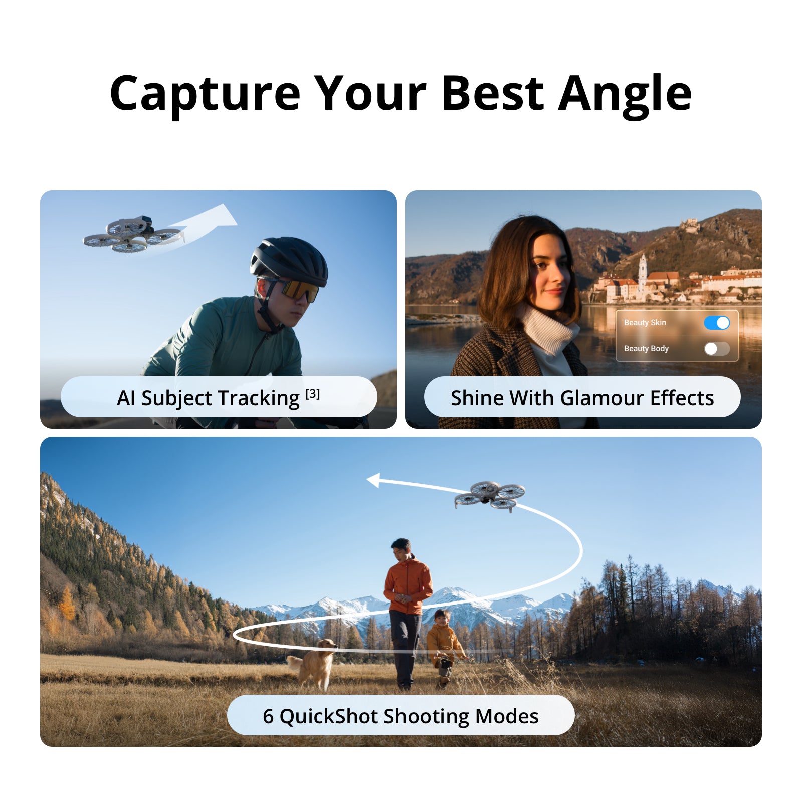 DJI Flip Fly More Combo avec Télécommande à écran RC 2, Drone avec Caméra 4K UHD pour adultes, Décollage depuis la paume, Retour automatique, Vol intelligent, 3 batteries pour 93 min d'autonomie de vol