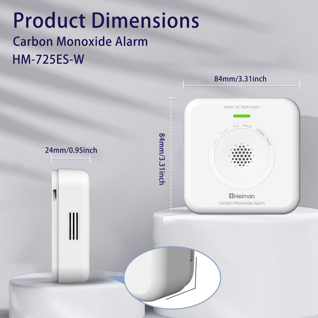 Heiman Détecteur de monoxyde de carbone WLAN Wi-Fi, Durée de vie 10 ans, EN50291, Connecté avec application Tuya et SmartLife, Portable (WS-725ES)