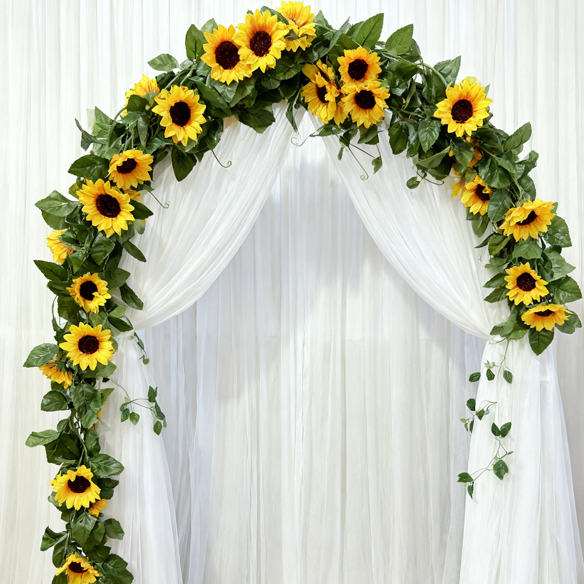 Wei's moment 4 pcs 7,87 ft Guirlande de tournesols artificiels Tournesols en soie artificielle Branches de tournesols Guirlande de fleurs de pâquerettes artificielles Faux plantes à