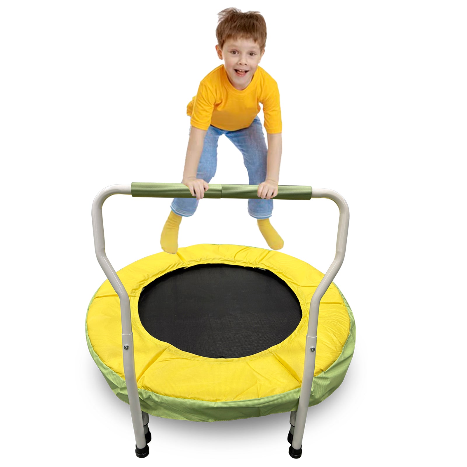 SPORTSOUL Mini trampoline pour enfants 3-6 ans avec barre de maintien en mousse très sûre, Trampoline d'intérieur pour tout-petits 36 pouces avec housse sans interstice pour intérieur