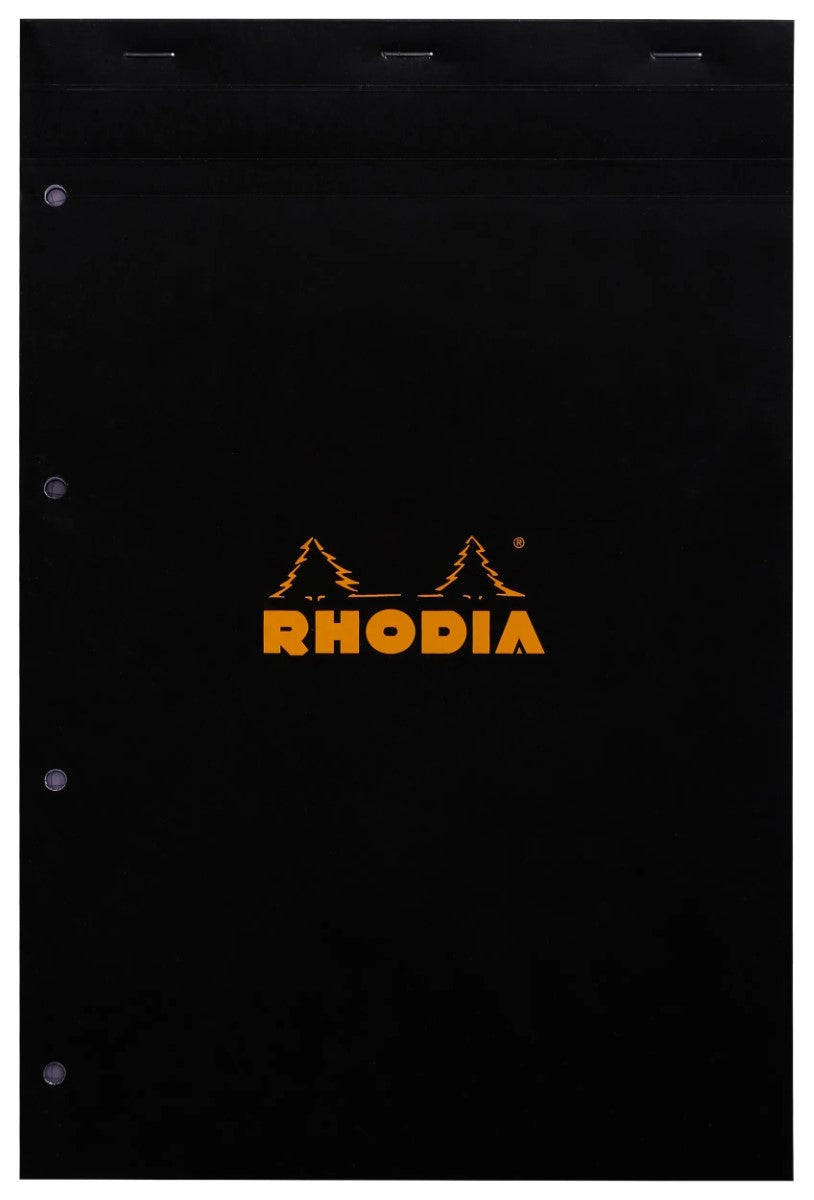 Rhodia Bloc A4+ à Spirale Lot de 3 160 Pages Quadrillage 5x5 Assorti Orange et Noir
