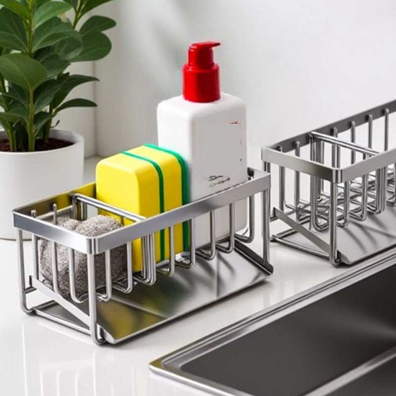 Maxcook organisateur pour évier de cuisine, porte-éponge pour évier, acier inoxydable 304, organisateur de distributeur de savon pour plan de travail de cuisine