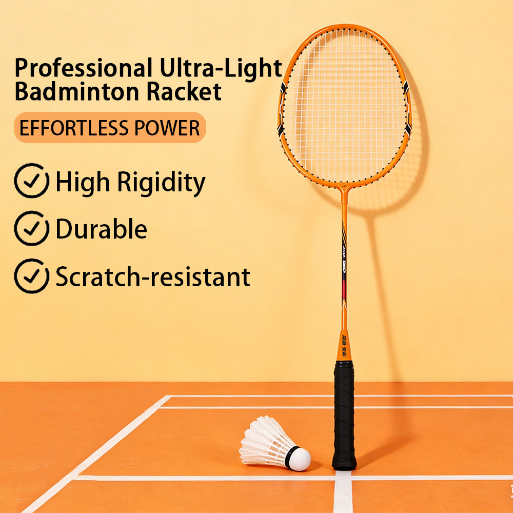 Double Fish JinQue Raquettes de badminton légères et durables Set de doubles Orange 1307 avec housse, 2 raquettes, volants non inclus